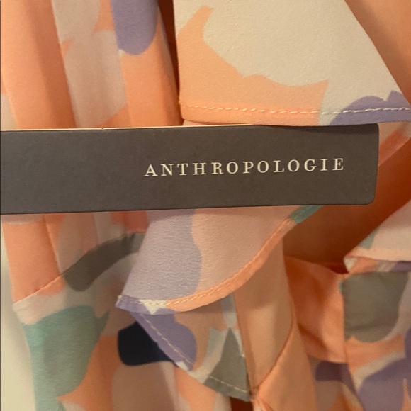 NWT. Anthropologie Peach Floral High Low Dress - Picture 10 of 12